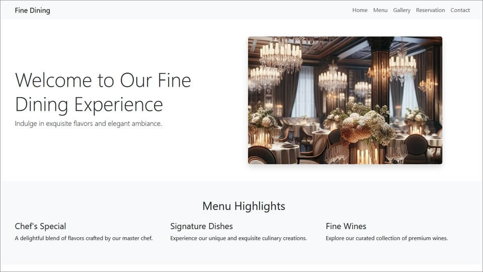 AI Generated Image for Resturant Website